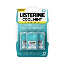 Listerine PocketPaks Cool Mint Breath Strips, 24 Count Pack of 3 , White