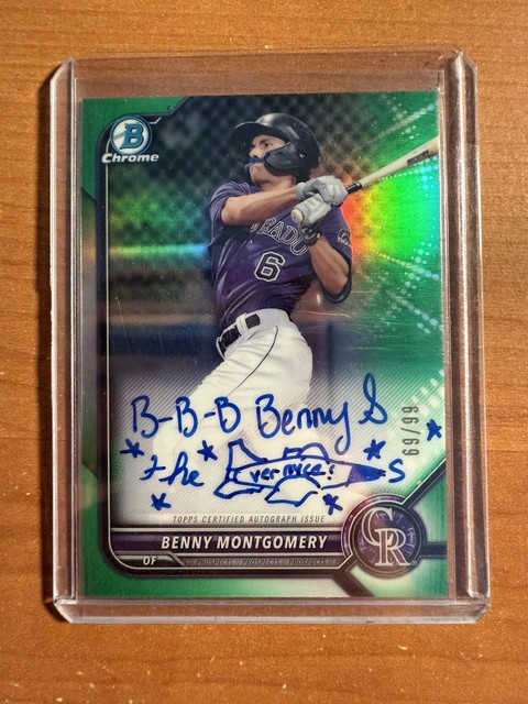 2022 Benny Montgomery Bowman Chrome Prospect Auto Green /99 Inscriptions 1/1