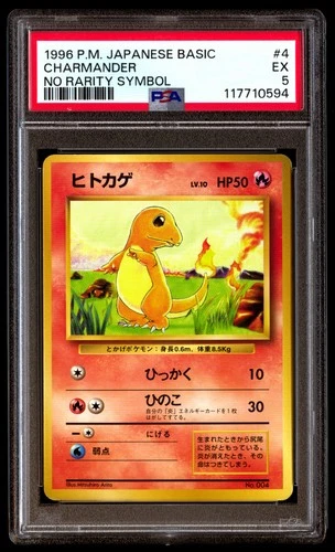 PSA 5 Charmander 4 Pokemon Basic Japanese 1996 No Rarity Symbol