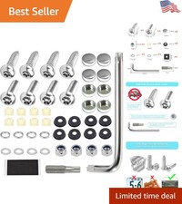 Complete 47 Piece Anti-theft License Plate Kit With Chrome Caps Foam Stickers Complete 47 Piece Anti-theft License Plate Kit With Chrome Caps Foam Stickers