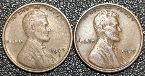 2x 1927-D Copper Lincoln Wheat Cent 1C Better Date FINISH YOUR ALBUM Ships Free!