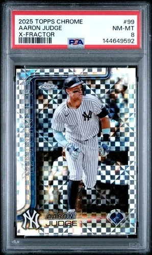 2025 TOPPS CHROME X-FRACTOR #99 AARON JUDGE PSA 8