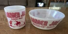 Vintage Hazel Atlas RANGER JOE Ranch Mug & Round-Up Cereal Bowl - Red Print