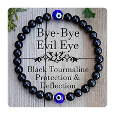 Black Tourmaline  Evil Eye Bracelet   Protection  Manifestation Jewelry for Me