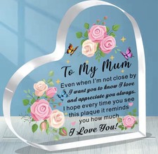 I Love You Acrylic Heart Shape Plaque For Mom Mothers Day Gift Birthday