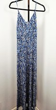 Michael Kors Blue Multiprint Strappy Maxi Sun Dress-Side Zip-SZ 6