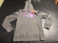 NWT The North Face Womens L Half Dome Pullover Hoodie Graphite Gra Magic Magenta