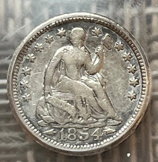 1854 O with arrows Seated Liberty half dime ICG F 15 details