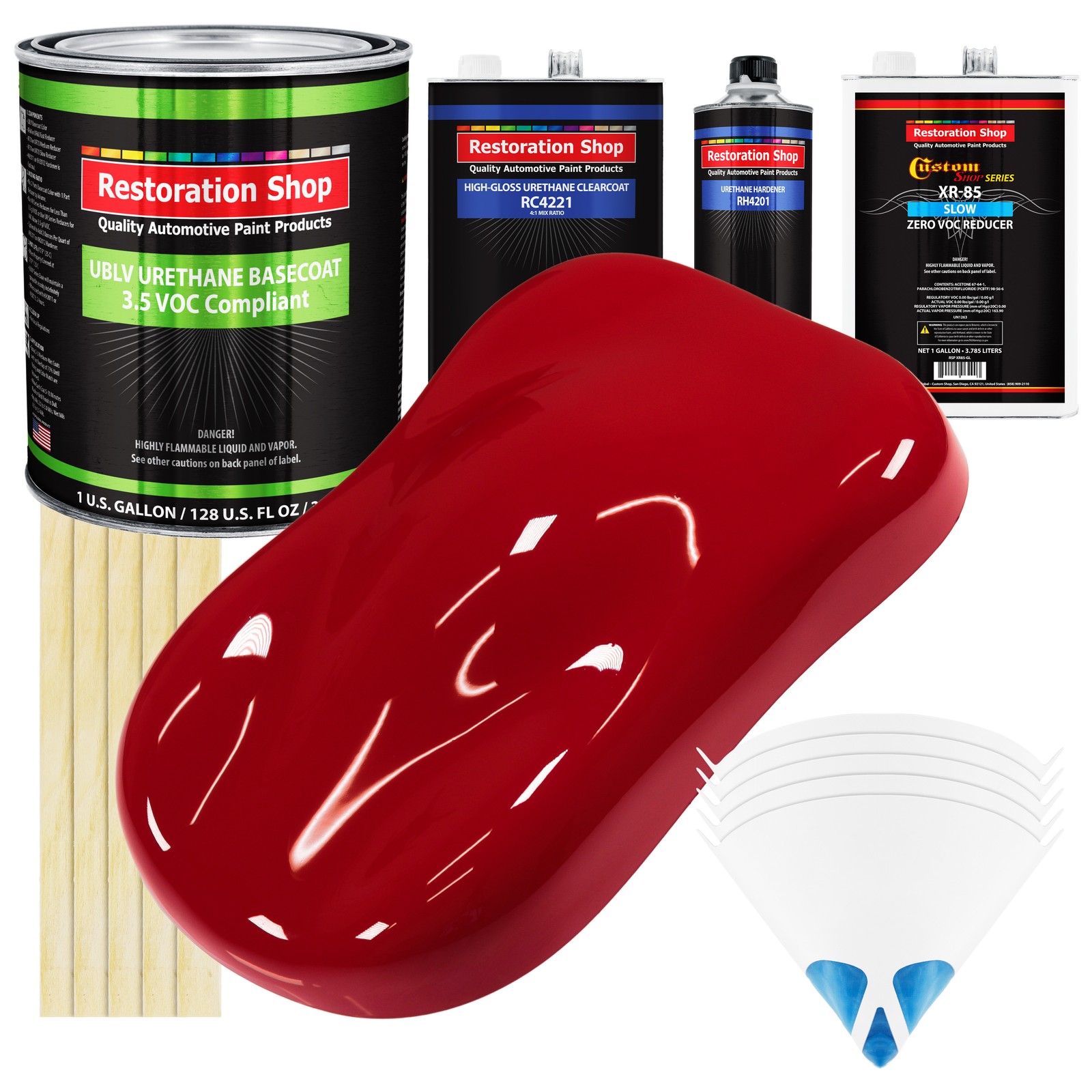 Red Quarter Mile Low VOC Urethane Basecoat Auto Paint Kit with Clearcoat