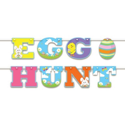 Easter Egg Hunt Banner Bunting Hanging Room Decorations 06640