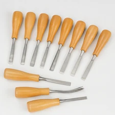 11-Piece Wood Carving Chisel Set – Chrome-Vanadium Steel, Hardwood Handles