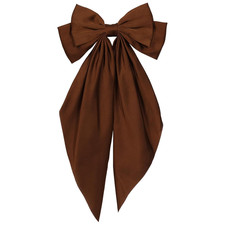 Oversized Satin Hair Bows for Women and Girls - Coffee Brown Hair Accessories Se