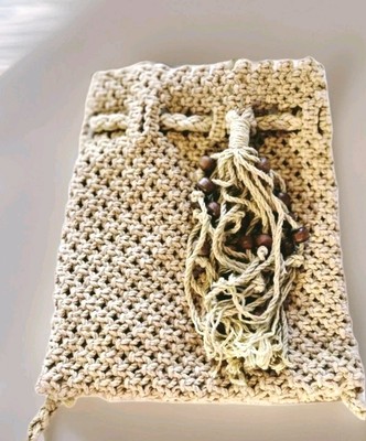 Vintage Abercrombie & Fitch Macrame Bag Y2K Boho Beaded  display picture 3