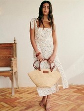 Sézane DOROTHA MIDI Dress in Melia Print Cream Floral FR: 34 US: 2