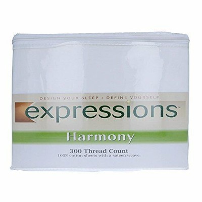 Expressions Harmony 300 Thread Count 100% Cotton Sateen Weave Sheet Set, 3/4 Bed