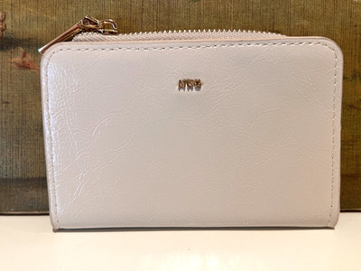 MANGO MNG- SMALL FAUX SAFFIANO LEATHER WALLET- IVORY