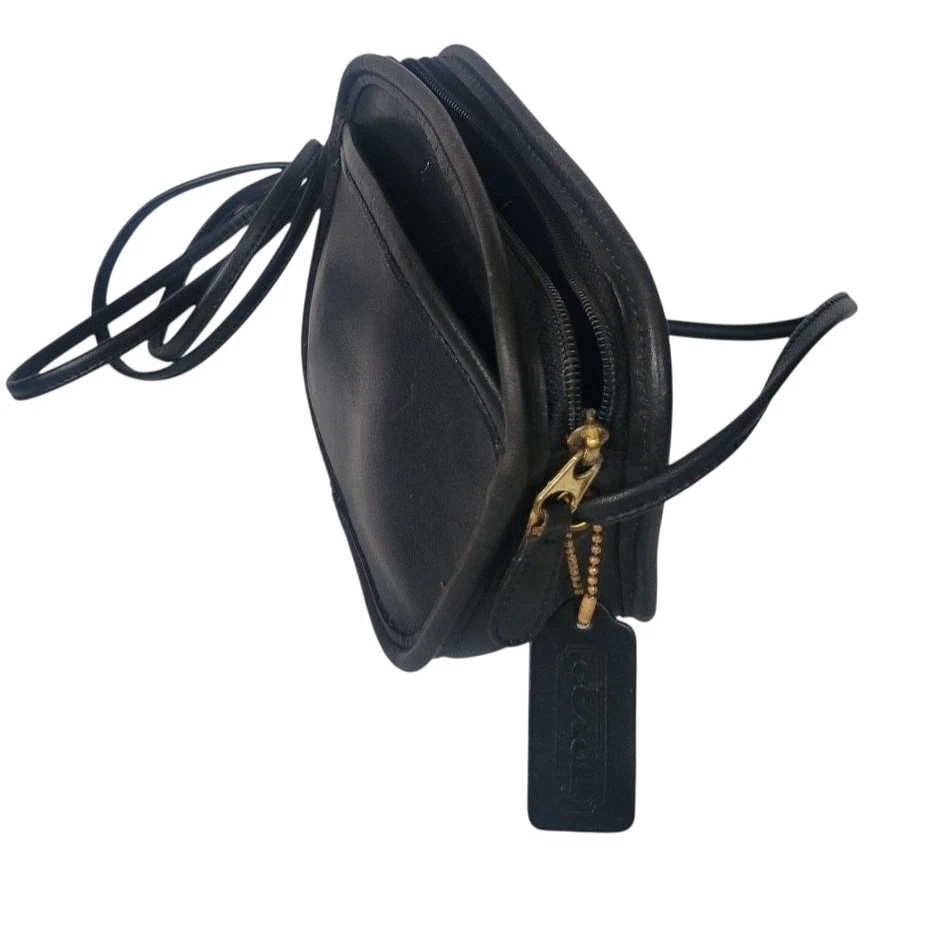 Coach Hadley Vintage Zip Mini Black Leather Crossbody Women Bag USA - Image 3 of 4