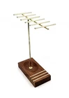 Vintage Mid Century Modern Art Deco Wood and Brass Jewelry Necklace Holder Stand