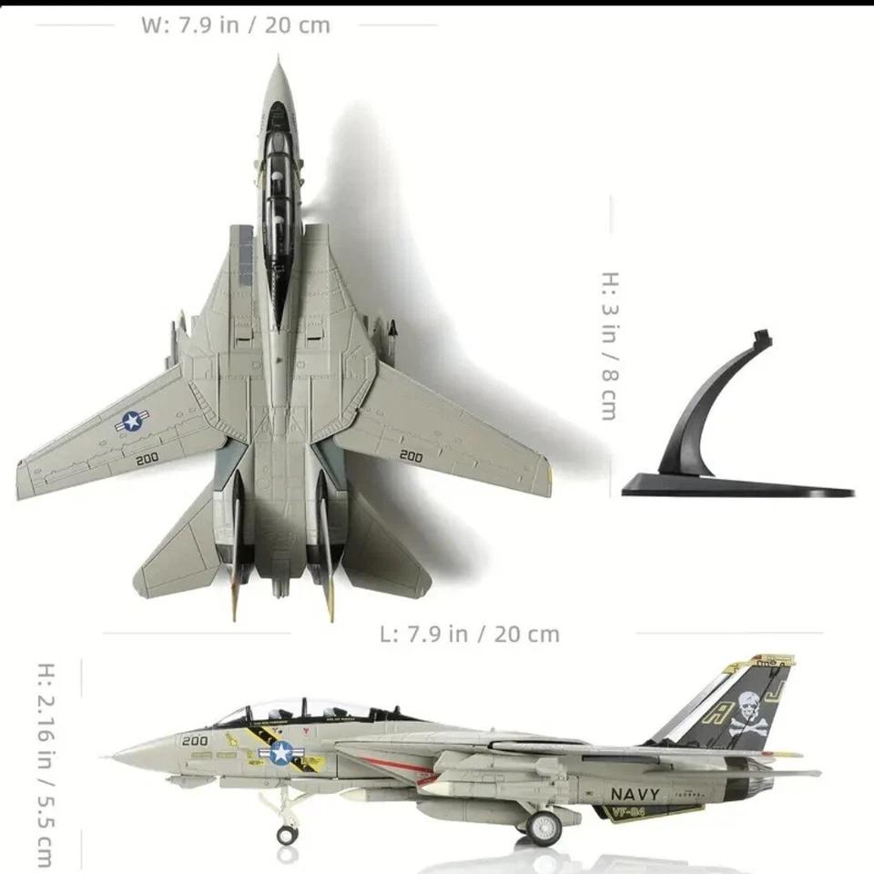 Modellflugzeug Grumman F 14 Tomcat Druckguß,1:100,Militär Kampfjet.Metall, - Bild 2 von 4