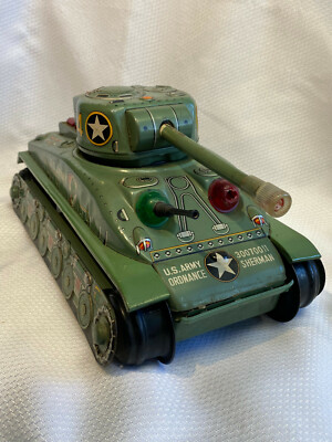 Vtg U.S. Army Ordanace Sherman M-4 Litho Tin Toy Tank 300700011