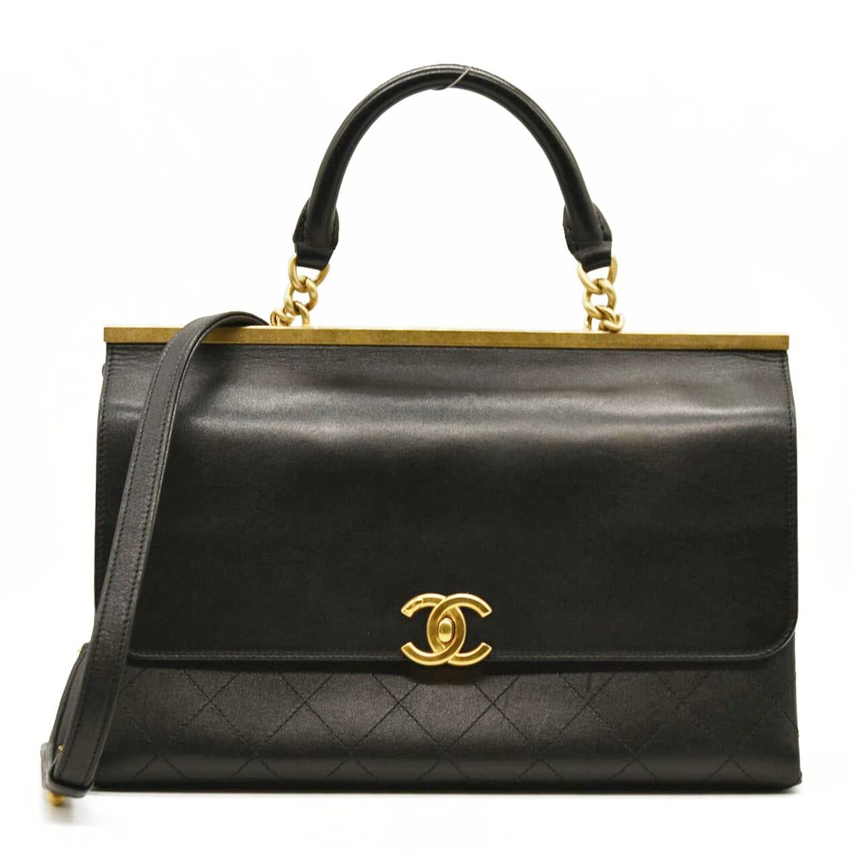 $7500 CHANEL Stitched Coco Luxe Medium Flap Black Top Handle