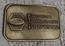 Vintage Belt Buckle HIT USA Brass Explosives Technologies International ETI