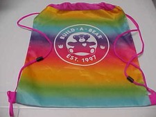 BUILD A BEAR Back Pack Rainbow Colors Full Size Draw String Mesh Bag