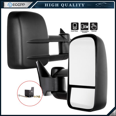 Manual Tow Mirrors for 1988-1998 Chevy GMC C/K 1500 2500 3500 Pair Side Mirrors