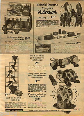 1970 ADVERTISEMENT Playskool Wood Clown Bill Ding Rifle Big Horn Colt AR-15