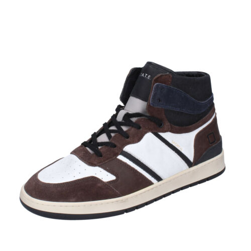 Men's Shoes Date 42 Eu Sneakers Brown Suede White Leather BG145-42 - Picture 1 of 5