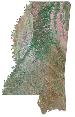 Mississippi Satellite Map GLOSSY POSTER PICTURE PHOTO PRINT BANNER 11893