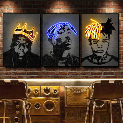 HIP HOP Rapper Poster Style NEON 2PAC TUPAC BIGGIE EMINEM SNOOP