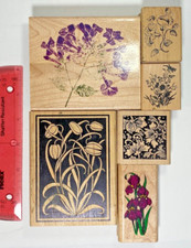 Lot of 6 Flower and Plant Rubber Stamps for Crafting