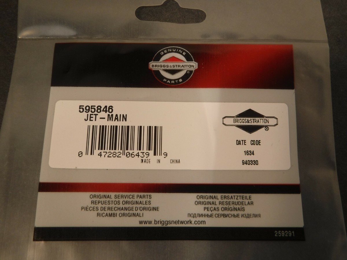 New OEM Briggs and Stratton Genuine Service Part - Main Jet 595846 