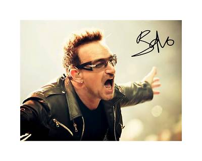 Bono 8x10 Signed Photo Print U2 Concert Picture Rock Band Music