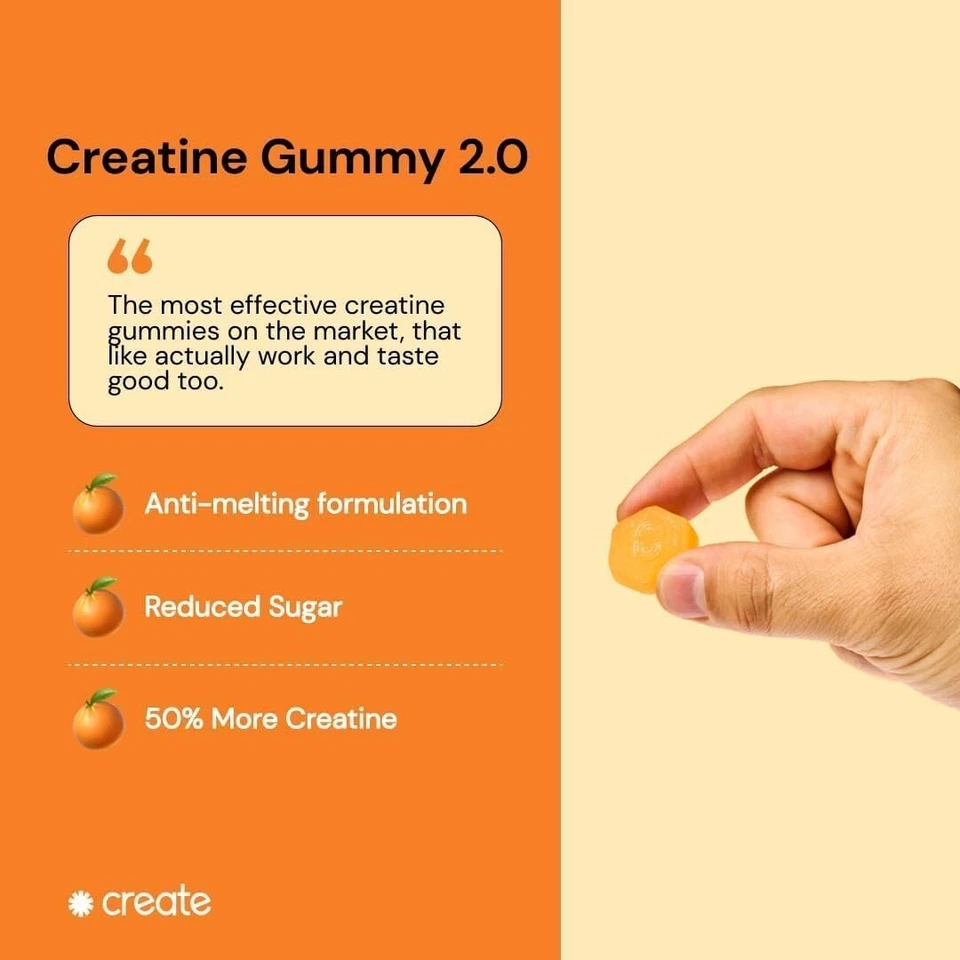 Create Creatine Monohydrate Gummies for Men & Women: Strength, Orange 90ct - Image 2 of 4