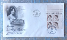 FIRST LADY DOLLEY MADISON  1980 ARTCRAFT CACHET PLATE#BLOCK FDC VF UNADDR