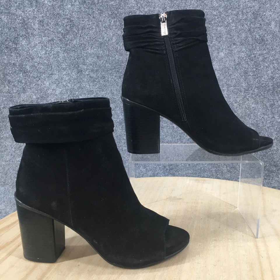Kenneth Cole Reaction Boots Womens 6.5 M Fridah Ankle Bootie Black Suede Heels - Image 2 of 4