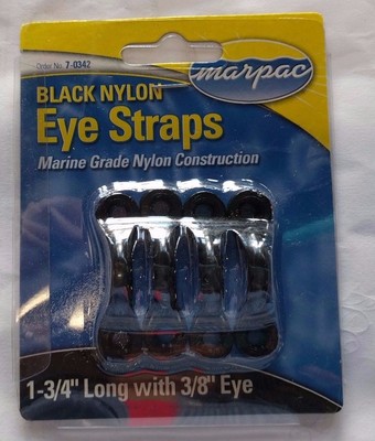 Boat Bimini eye straps, Black nylon,1 3/4 inch long, 3/8'' eye, 7-0342(pk of 4)