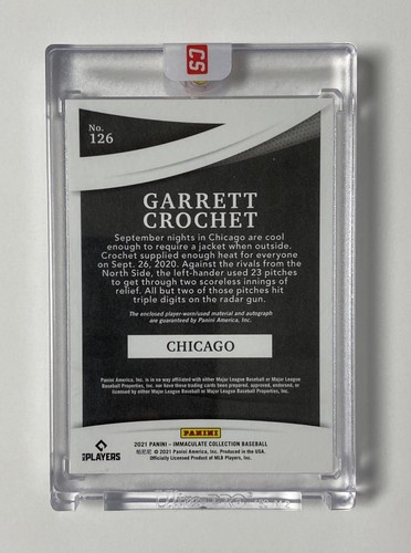 2021 Panini Immaculate Baseball PURPLE AUTOGRAPH PATCH GARRETT CROCHET AUTO 7/8 - Picture 2 of 2