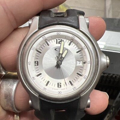 Vintage Rare Oakley Holeshot Sapphire Crystal Watch Black Band Authentic Y2K