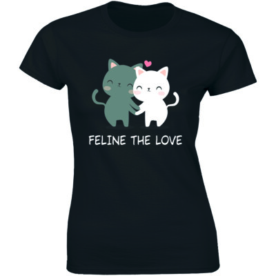 Feline The Love Funny Animal Cat Lovers Valentines day Tee Women's T-shirt