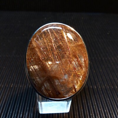 Ring, size 66 silver 925 with a rutiquartz cabochon from Madagascar