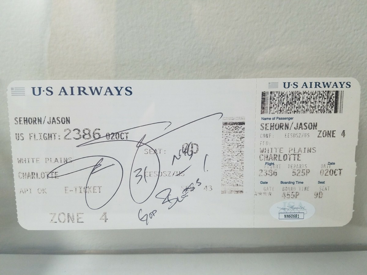 Jason Seahorn SIGNED Airline Boarding Pass Ticket Autograph AUTO