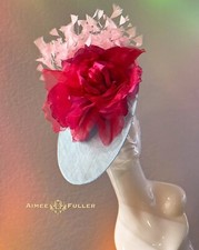 Kentucky Derby Hat Light Blue Fuchsia Rose Pink Fascinator Mother Bride Easter