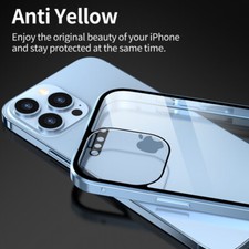 For iPhone 15 14 Pro Max 13 Magnetic Metal Privacy Luxury Hard Case Slim Cover