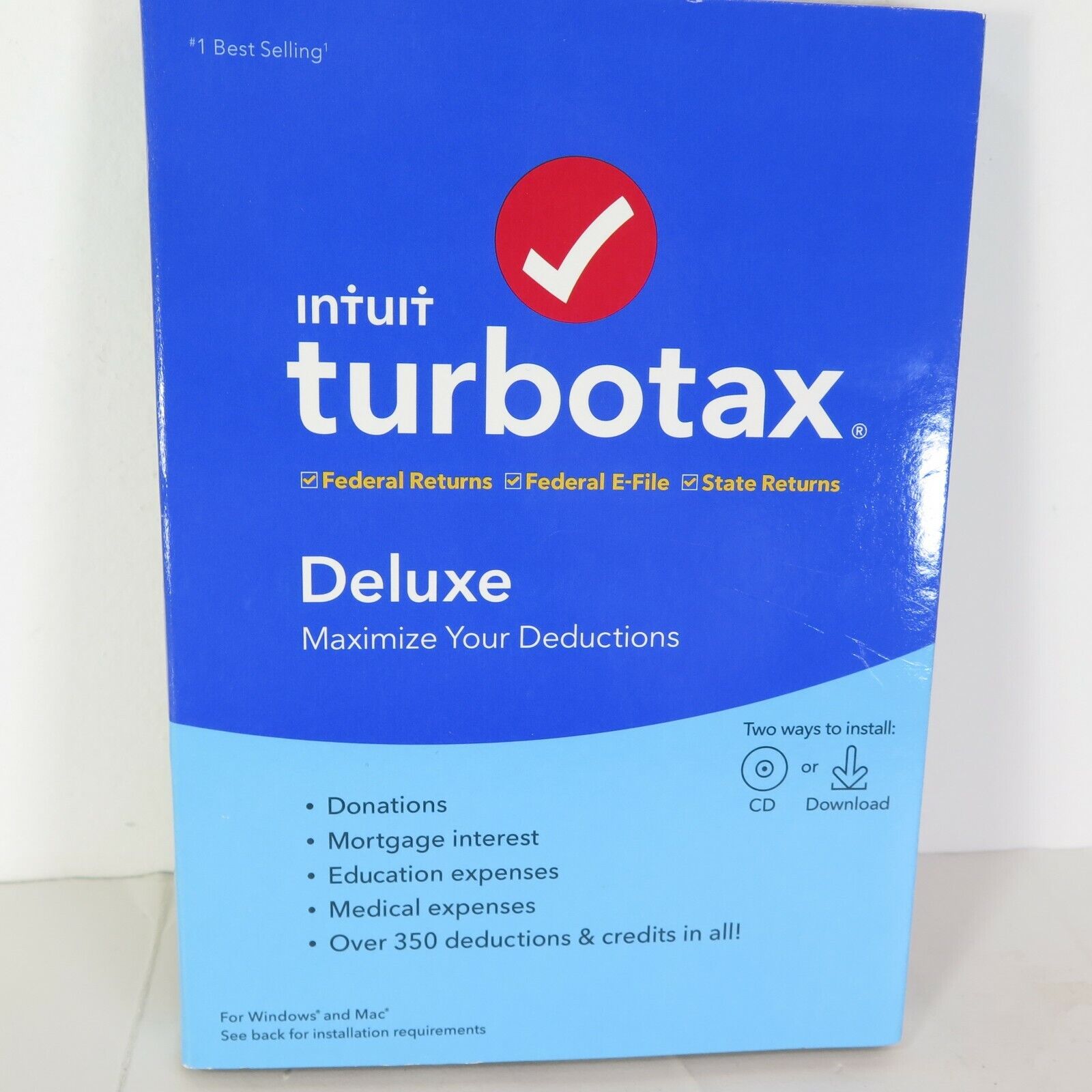 New TurboTax Deluxe 2019 Intuit CD  Windows Mac Federal State Sealed