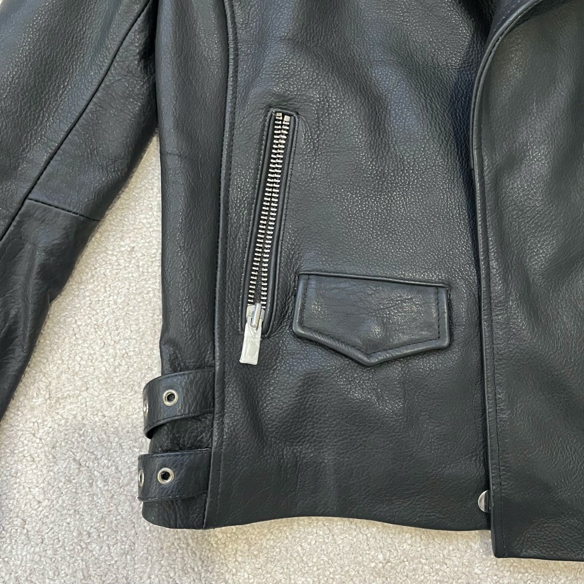 Oak NYC - Brand New Women's Black Leather Moto Jacket - XL