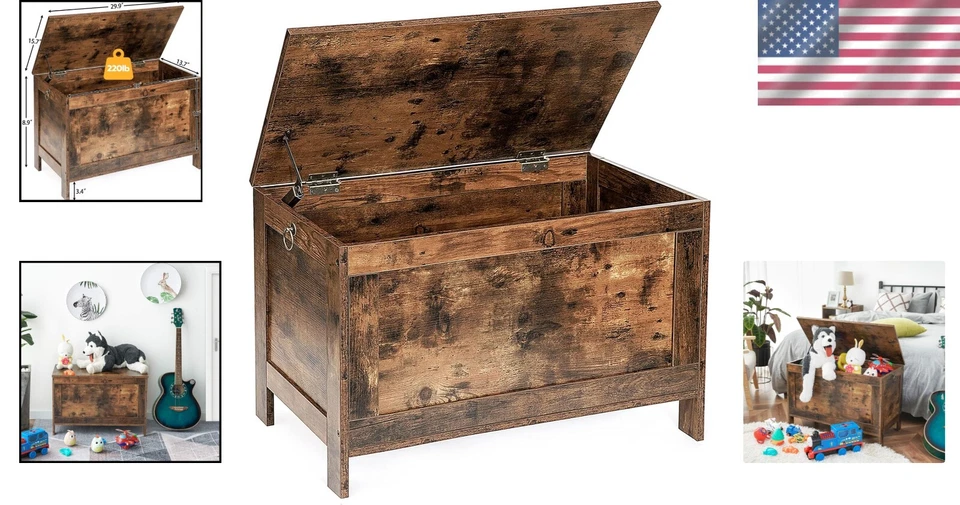 Versátil cofre de almacenamiento rústico con bisagra de seguridad - Ideal para juguetes y más Foto 2 de 4