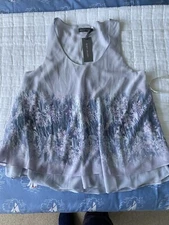 Mint Velvet Bella Print Swing double layer Sleeveless top size 16 BNWT